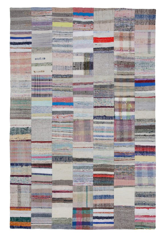 7x10 Beige Kilim Patchwork Rug - 22504