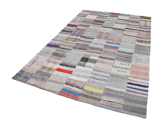 7x10 Beige Kilim Patchwork Rug - 22504