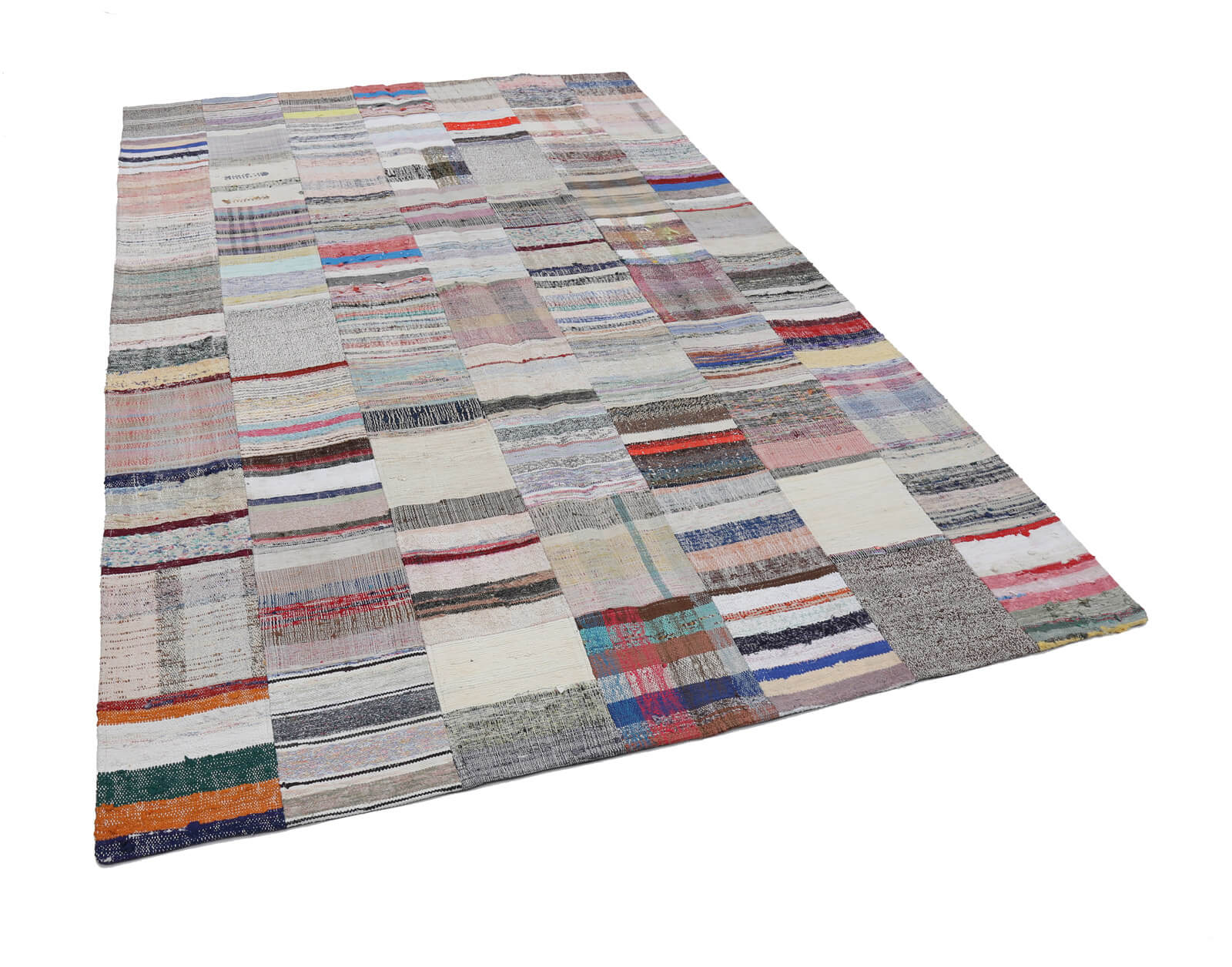 7x10 Beige Kilim Patchwork Rug - 22504