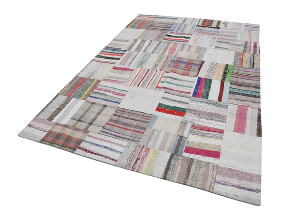 7x10 Beige Kilim Patchwork Rug - 22516