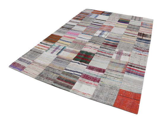 7x10 Beige Kilim Patchwork Rug - 22517