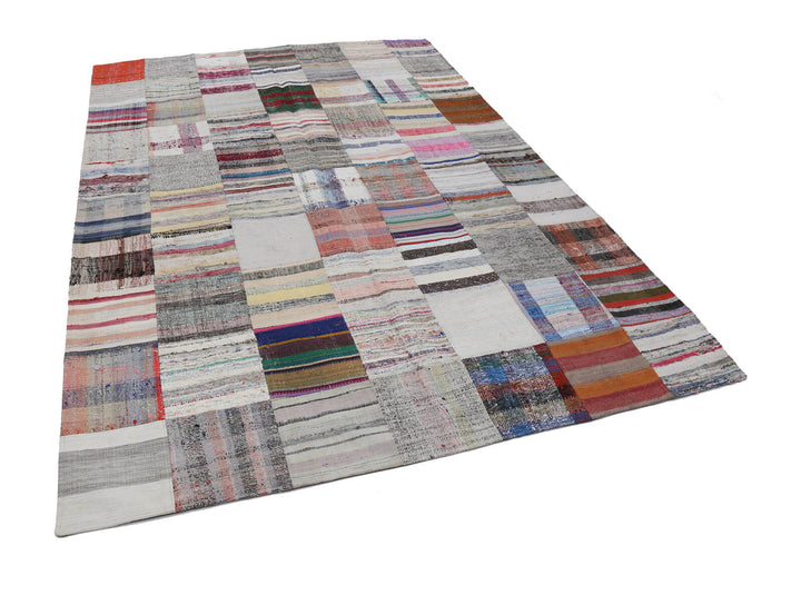 7x10 Beige Kilim Patchwork Rug - 22517