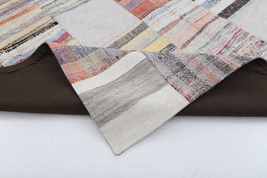 7x10 Beige Kilim Patchwork Rug - 22517