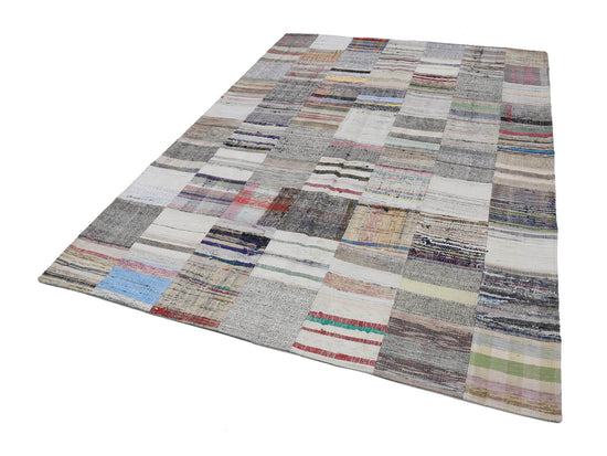 7x10 Beige Kilim Patchwork Rug - 22519