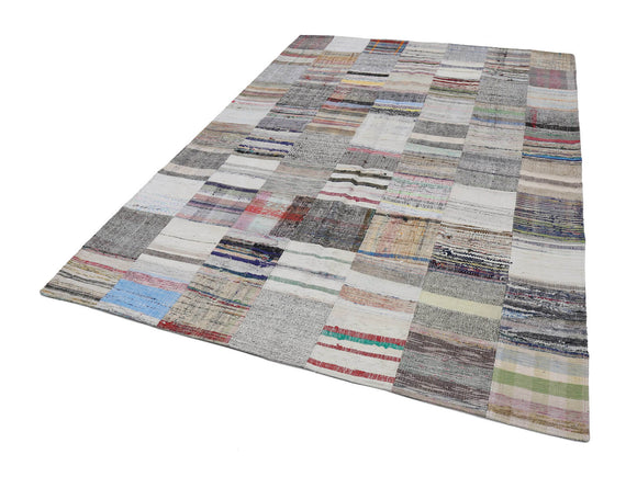 7x10 Beige Kilim Patchwork Rug - 22519