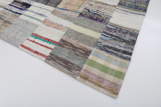 7x10 Beige Kilim Patchwork Rug - 22519