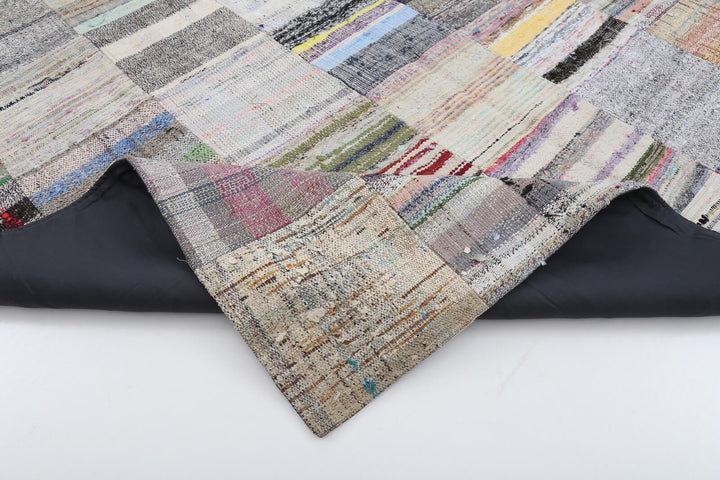 7x10 Beige Kilim Patchwork Rug - 22519