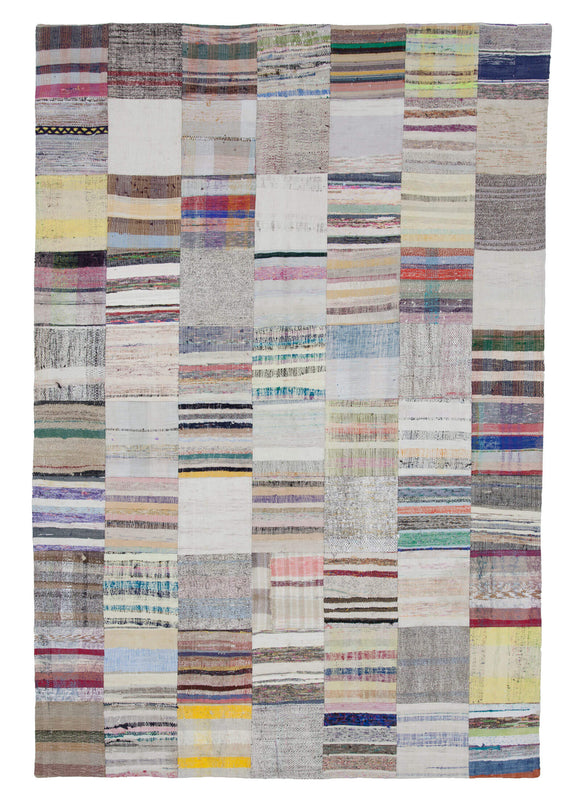 7x10 Beige Kilim Patchwork Rug - 22520