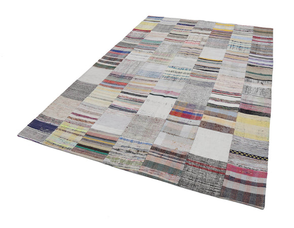 7x10 Beige Kilim Patchwork Rug - 22520
