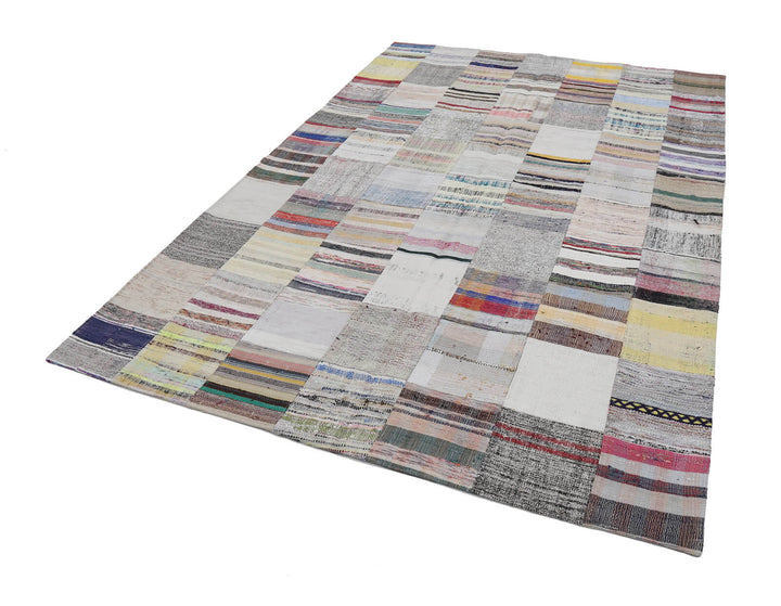 7x10 Beige Kilim Patchwork Rug - 22520