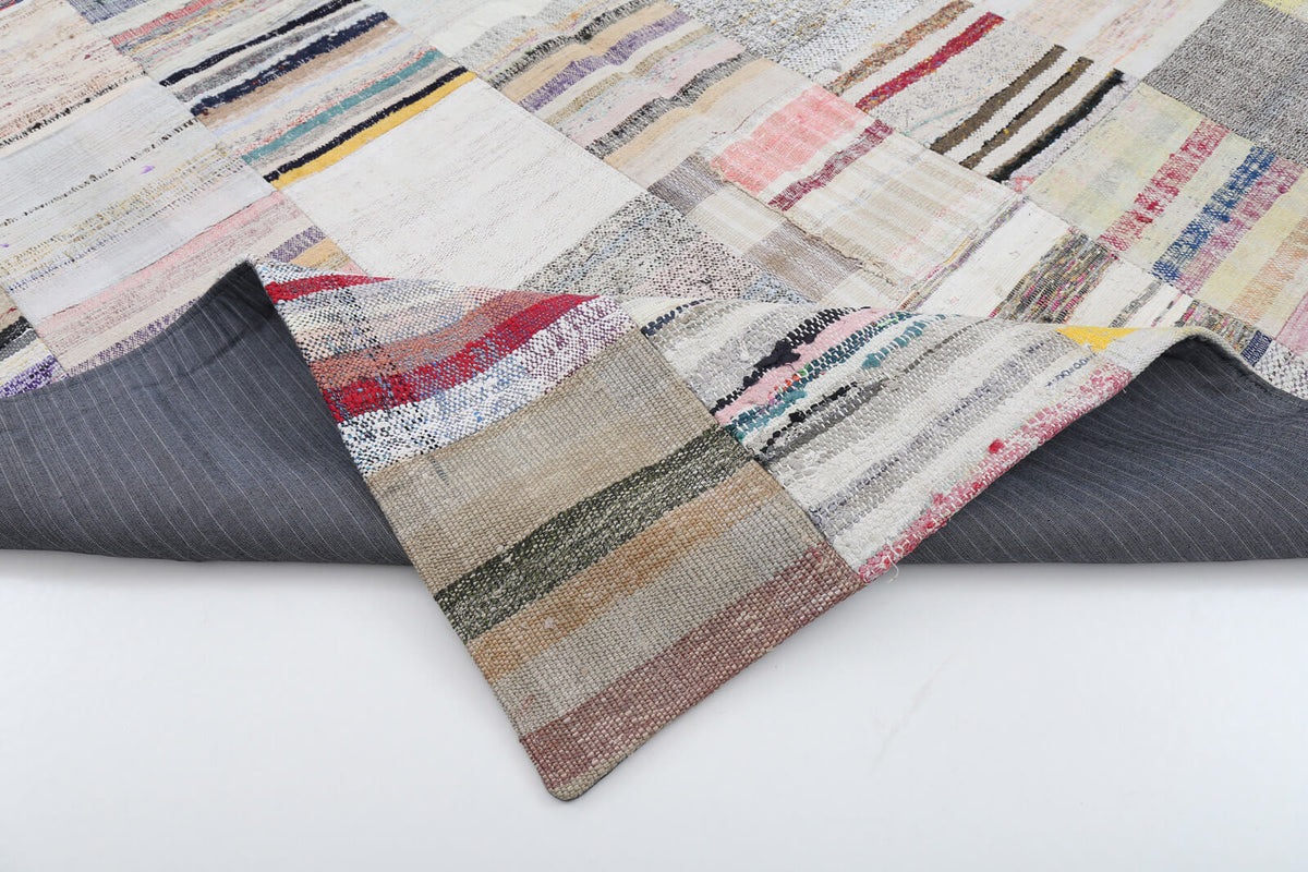 7x10 Beige Kilim Patchwork Rug - 22520