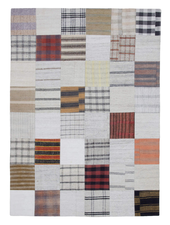 6x8 Beige Kilim Patchwork Rug - 22523