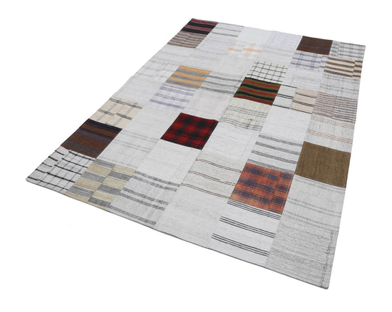 6x8 Beige Kilim Patchwork Rug - 22524