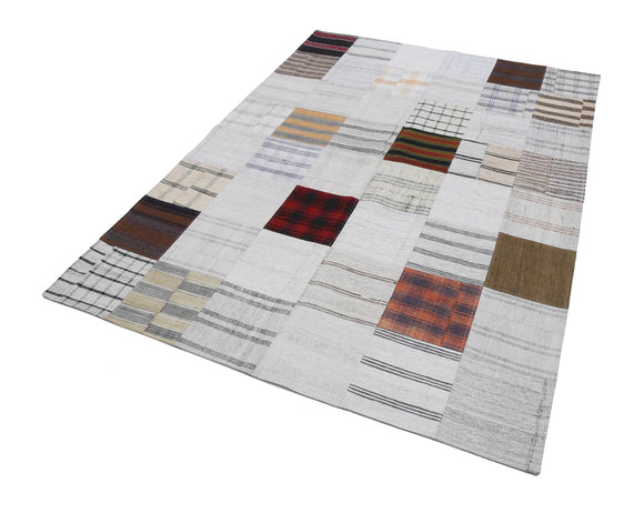 6x8 Beige Kilim Patchwork Rug - 22524