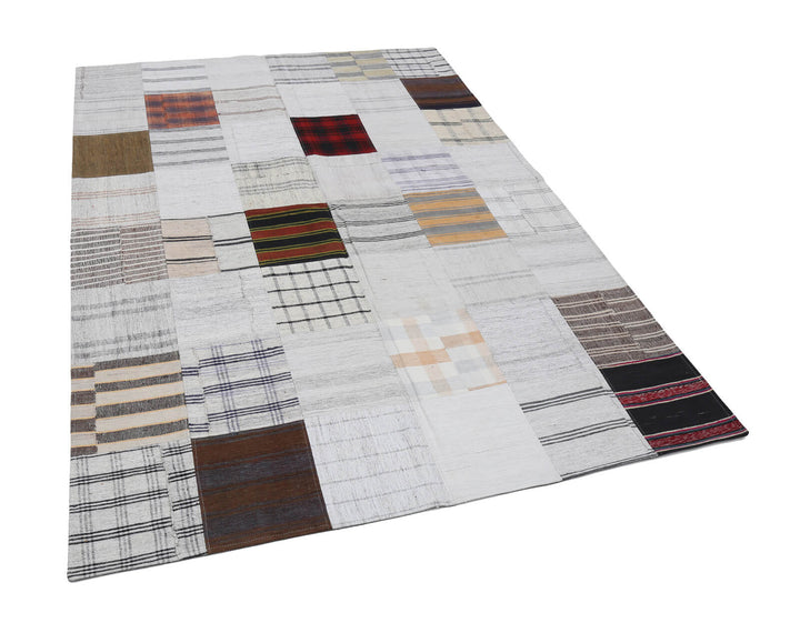 6x8 Beige Kilim Patchwork Rug - 22524