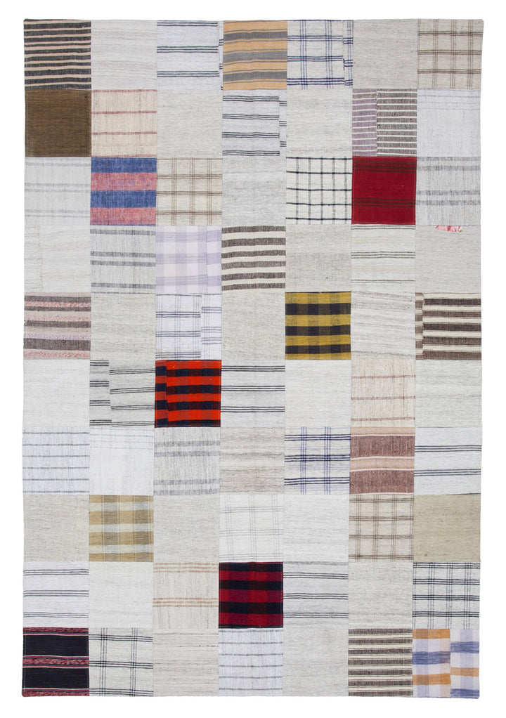 7x10 Beige Kilim Patchwork Rug - 22525