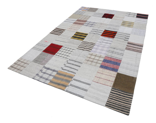7x10 Beige Kilim Patchwork Rug - 22525
