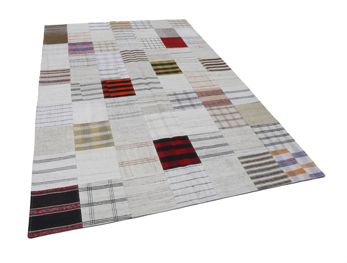 7x10 Beige Kilim Patchwork Rug - 22525