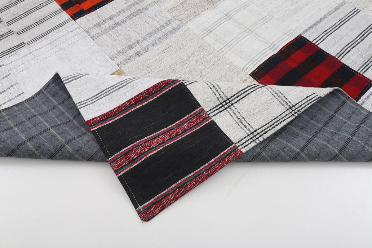 7x10 Beige Kilim Patchwork Rug - 22525