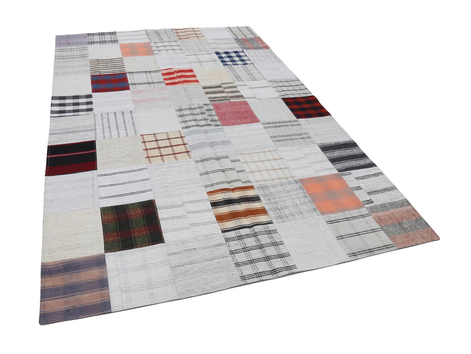 7x10 Beige Kilim Patchwork Rug - 22526