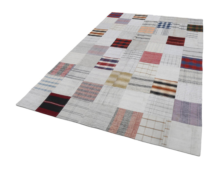 7x10 Beige Kilim Patchwork Rug - 22528