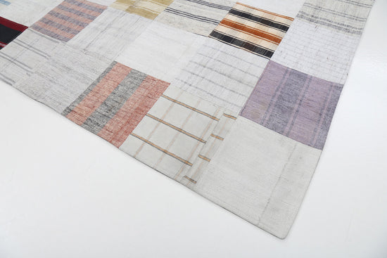 7x10 Beige Kilim Patchwork Rug - 22528