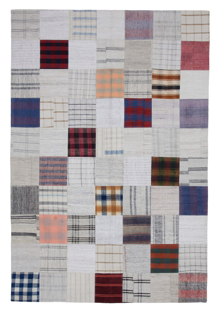 7x10 Beige Kilim Patchwork Rug - 22529