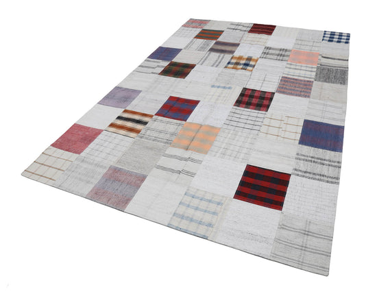 7x10 Beige Kilim Patchwork Rug - 22529