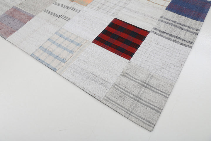 7x10 Beige Kilim Patchwork Rug - 22529