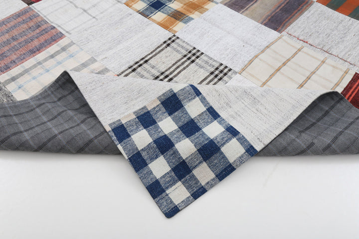 7x10 Beige Kilim Patchwork Rug - 22529