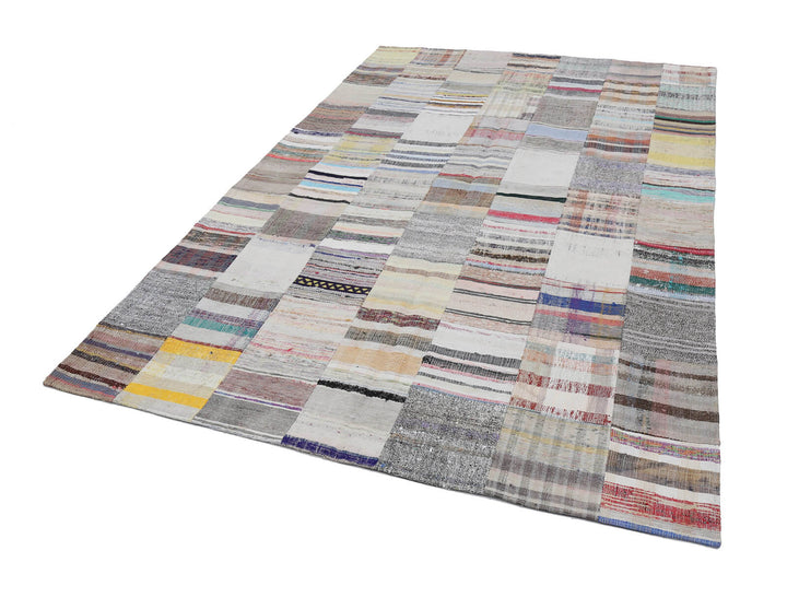 7x10 Beige Kilim Patchwork Rug - 22532