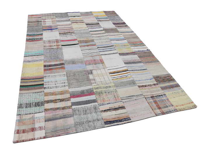 7x10 Beige Kilim Patchwork Rug - 22532