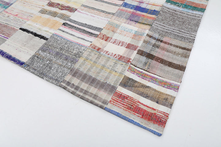 7x10 Beige Kilim Patchwork Rug - 22532