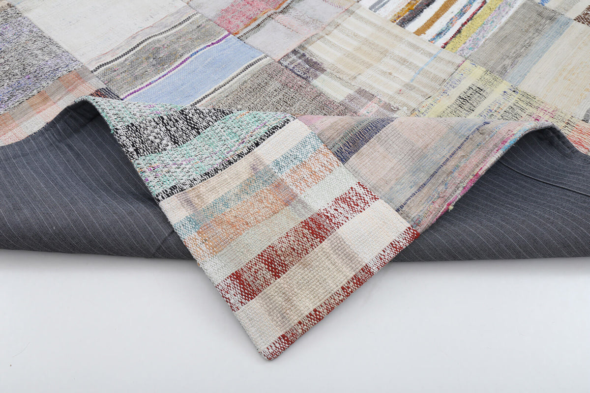 7x10 Beige Kilim Patchwork Rug - 22532