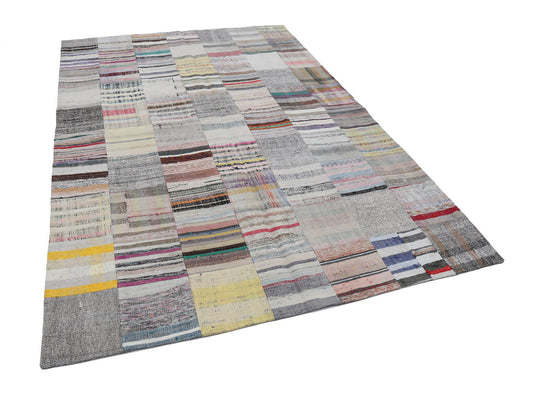 7x10 Beige Kilim Patchwork Rug - 22534