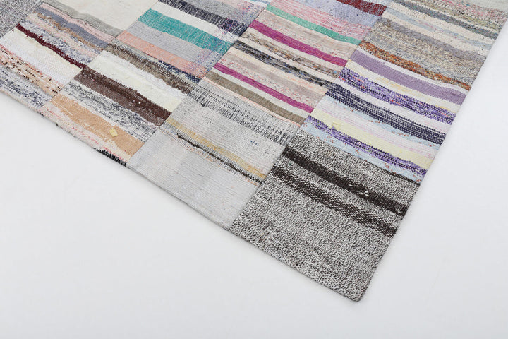 7x10 Beige Kilim Patchwork Rug - 22534