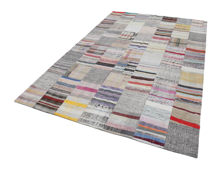 7x10 Beige Kilim Patchwork Rug - 22535