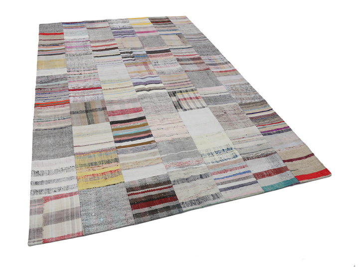 7x10 Beige Kilim Patchwork Rug - 22535