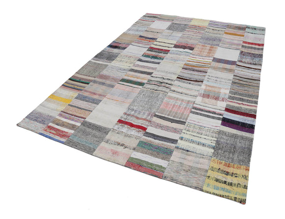 7x10 Beige Kilim Patchwork Rug - 22536