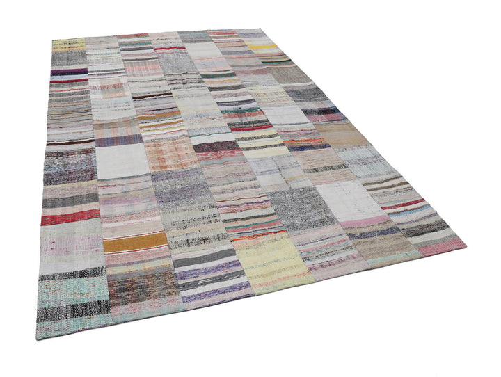 7x10 Beige Kilim Patchwork Rug - 22536