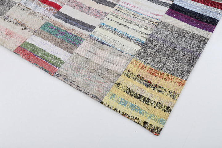 7x10 Beige Kilim Patchwork Rug - 22536