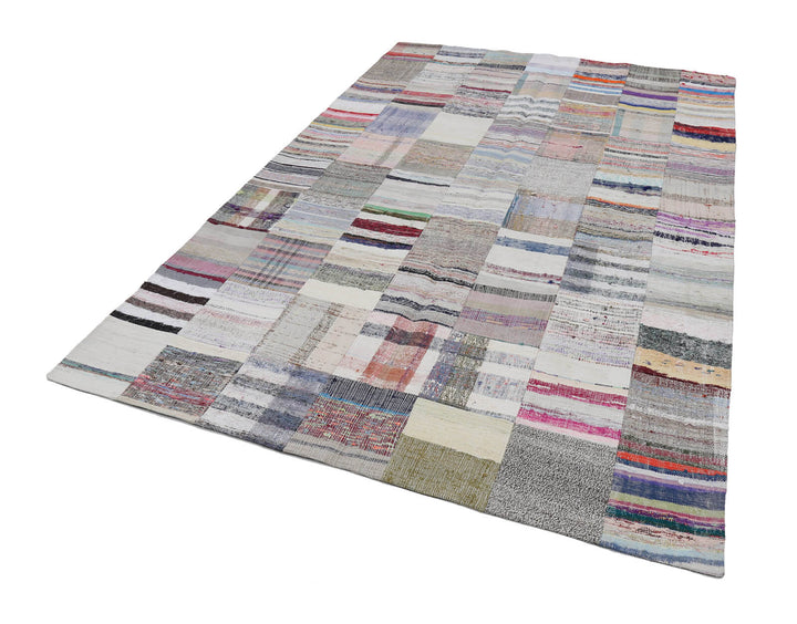 7x10 Beige Kilim Patchwork Rug - 22538