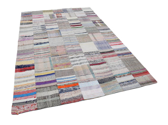 7x10 Beige Kilim Patchwork Rug - 22538