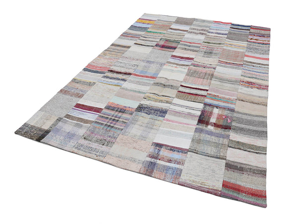 7x10 Beige Kilim Patchwork Rug - 22539