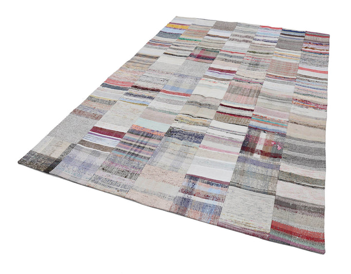 7x10 Beige Kilim Patchwork Rug - 22539