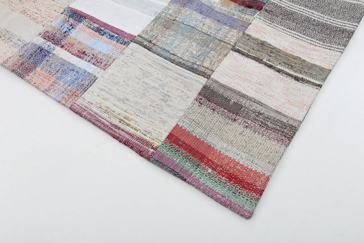 7x10 Beige Kilim Patchwork Rug - 22539