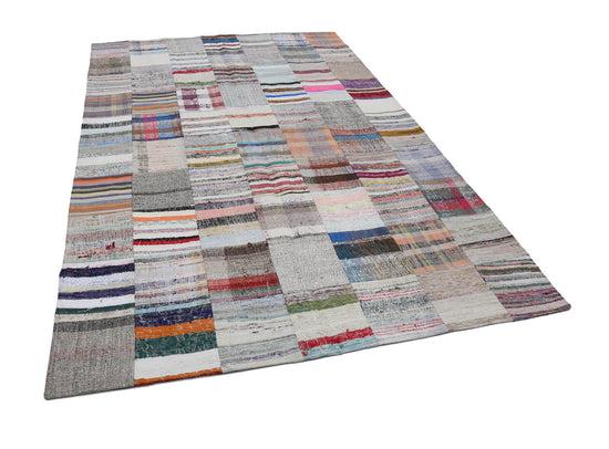 7x10 Beige Kilim Patchwork Rug - 22540