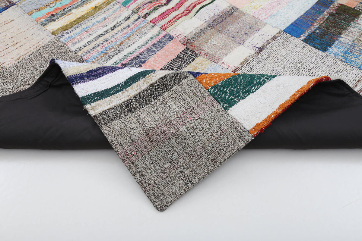 7x10 Beige Kilim Patchwork Rug - 22540