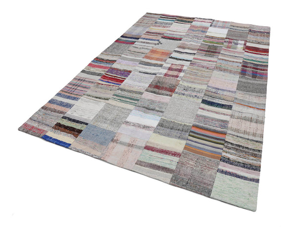 7x10 Beige Kilim Patchwork Rug - 22541