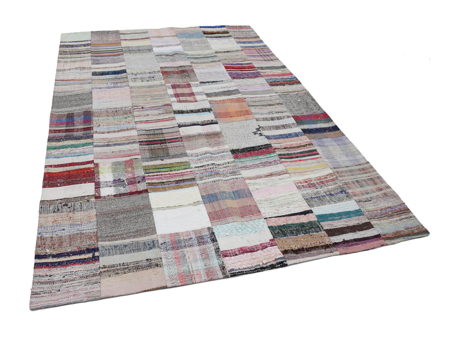 7x10 Beige Kilim Patchwork Rug - 22541